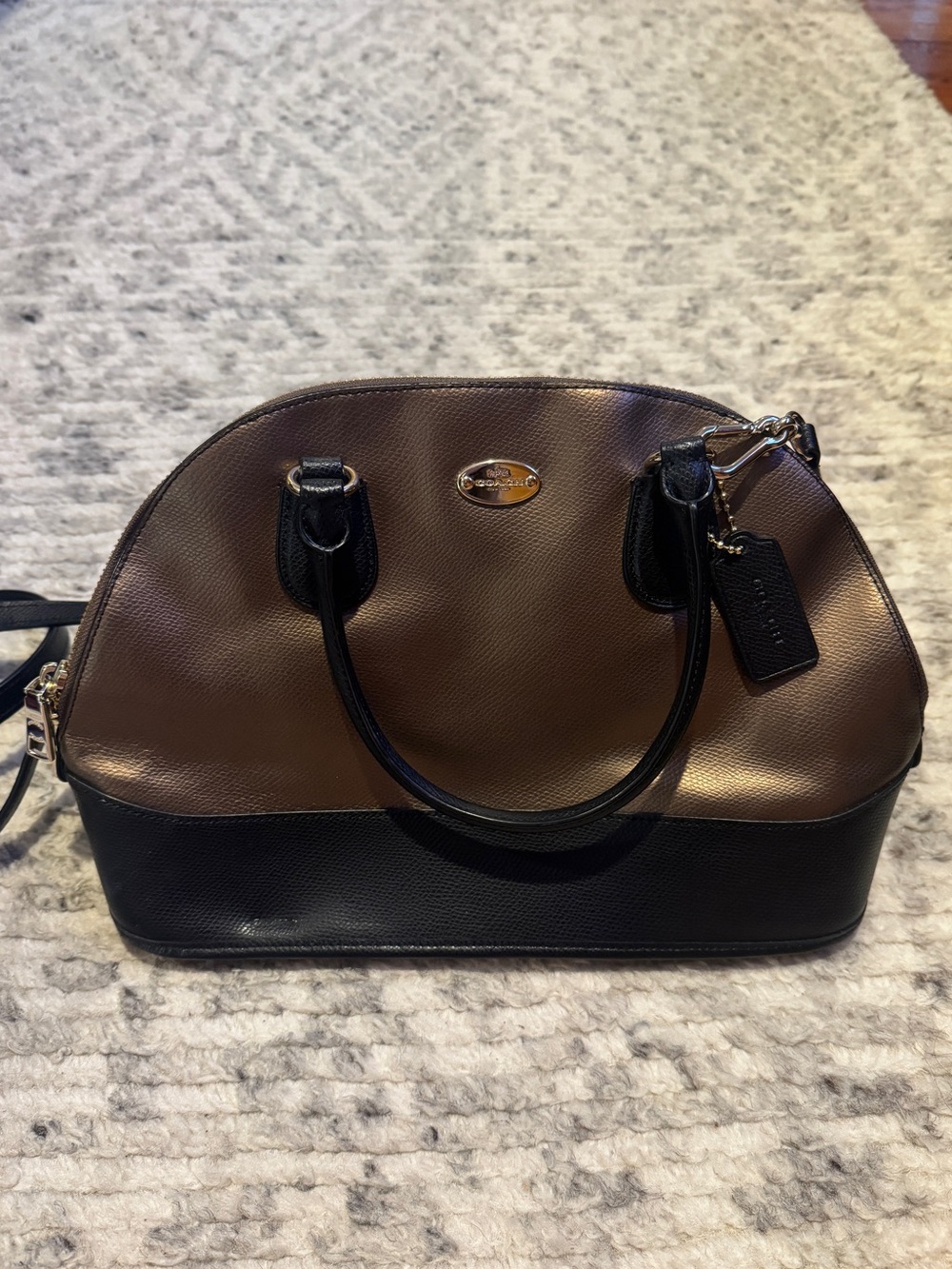 Coach Mini Cora Domed Metallic Bicolor color block Purse Satchel